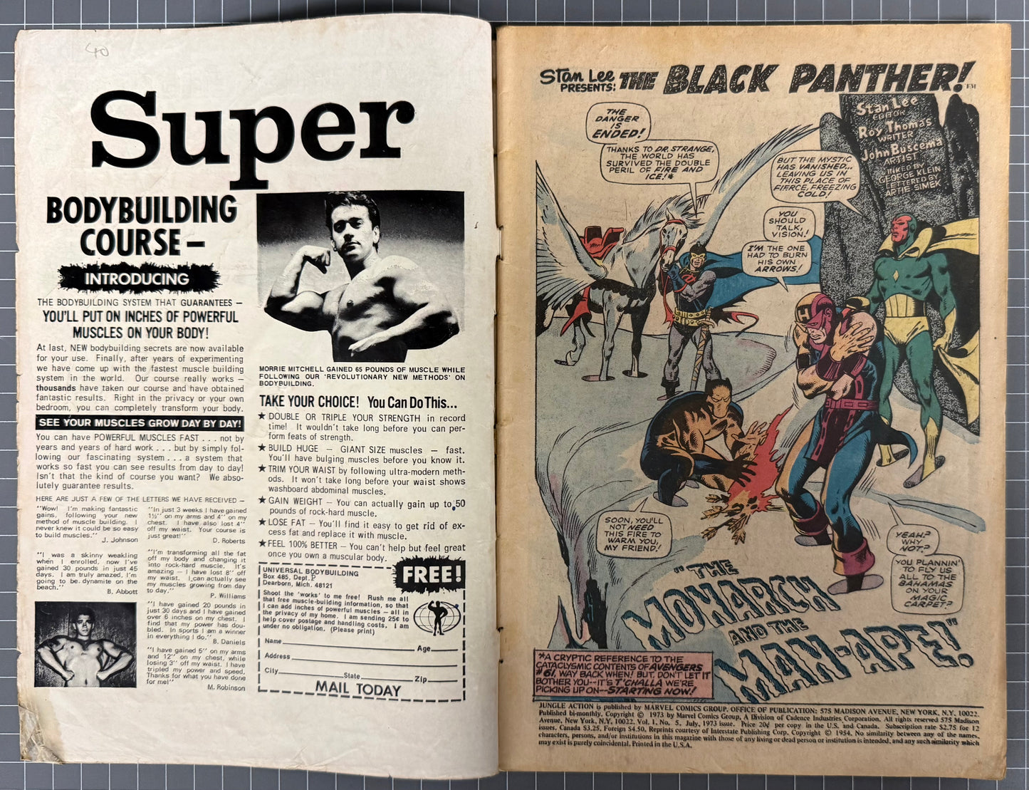 🔑 JUNGLE ACTION #5 [MARVEL COMICS] 1973 GD