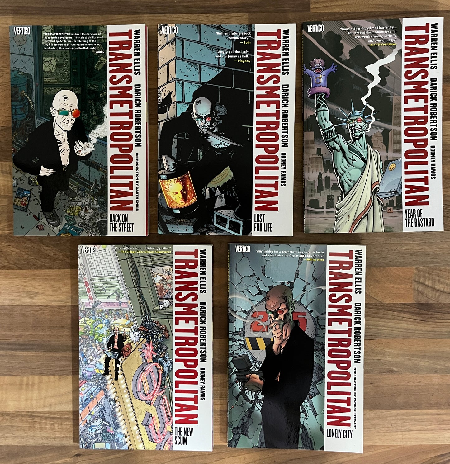 TRANSMETROPOLITAN Vols. 1 2 3 4 5 Warren Ellis Vertigo 1st Ed. 2009 TPB Vertigo