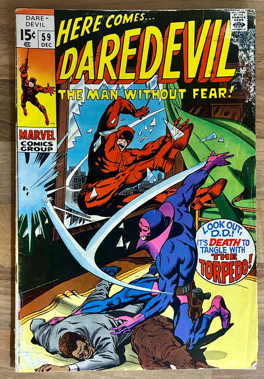 🔑 DAREDEVIL #59 [MARVEL COMICS] DIRECT *TORPEDO & CRIME WAVE DEBUT* 1969 GD+