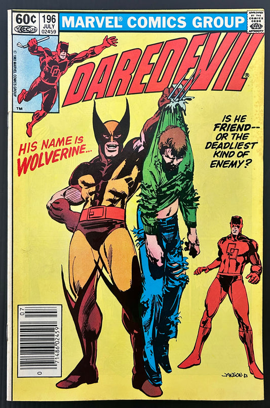 🔑 DAREDEVIL #196 [MARVEL COMICS] NEWSSTAND *DAREDEVIL X WOLVERINE* 1983 FN/VF