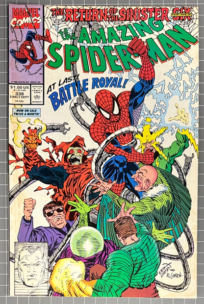 THE AMAZING SPIDER-MAN #338 [MARVEL COMICS] DIRECT 1990 VG/FN