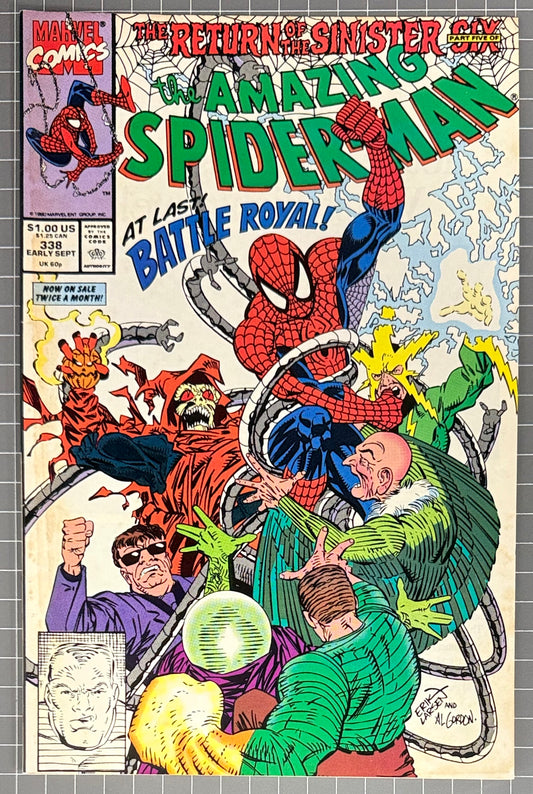 THE AMAZING SPIDER-MAN #338 [MARVEL COMICS] DIRECT 1990 VG/FN