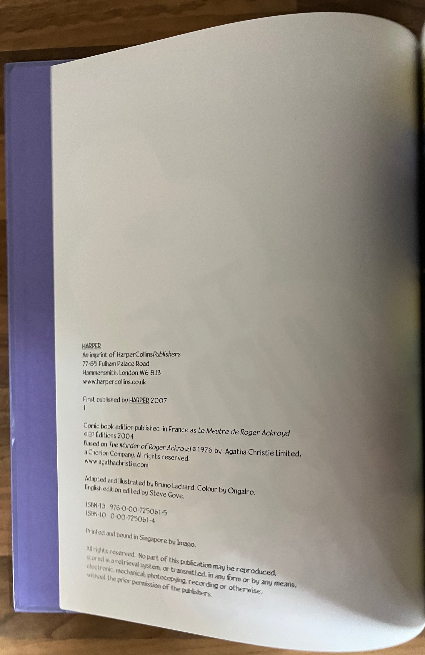 Agatha Christie: The Murder of Roger Ackroyd, Graphic Novel Adapted by Bruno Lachard