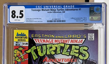 🔑 TEENAGE MUTANT NINJA TURTLES ADVENTURES #1 CGC 8.5 [ARCHIE COMICS] 1989
