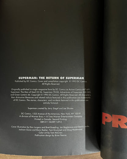 Superman: The Return of Superman Comic Book TPB - Dan Jurgens, L. Simonson et al 1993