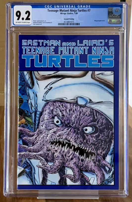 🔑 TEENAGE MUTANT NINJA TURTLES #7 CGC 9.2 (TMNT) [MIRAGE] 2ND PRINT COMIC 1986