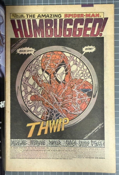 🔑 AMAZING SPIDER-MAN #306 [MARVEL COMICS] *TODD MCFARLANE COVER* 1988 FN+