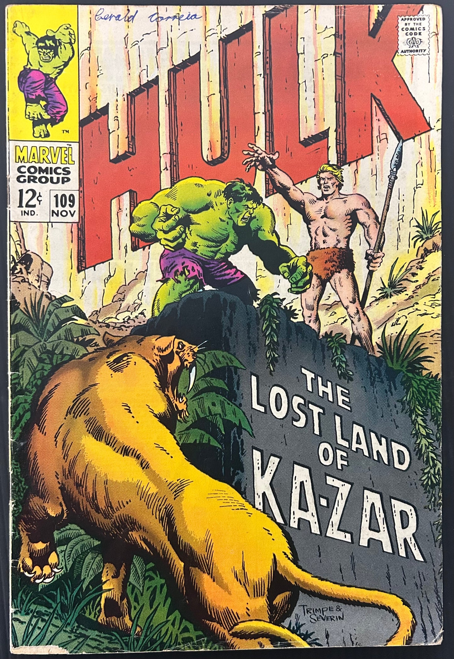 THE INCREDIBLE HULK #109 [MARVEL COMICS] DIRECT 1968 VG