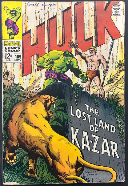 THE INCREDIBLE HULK #109 [MARVEL COMICS] DIRECT 1968 VG