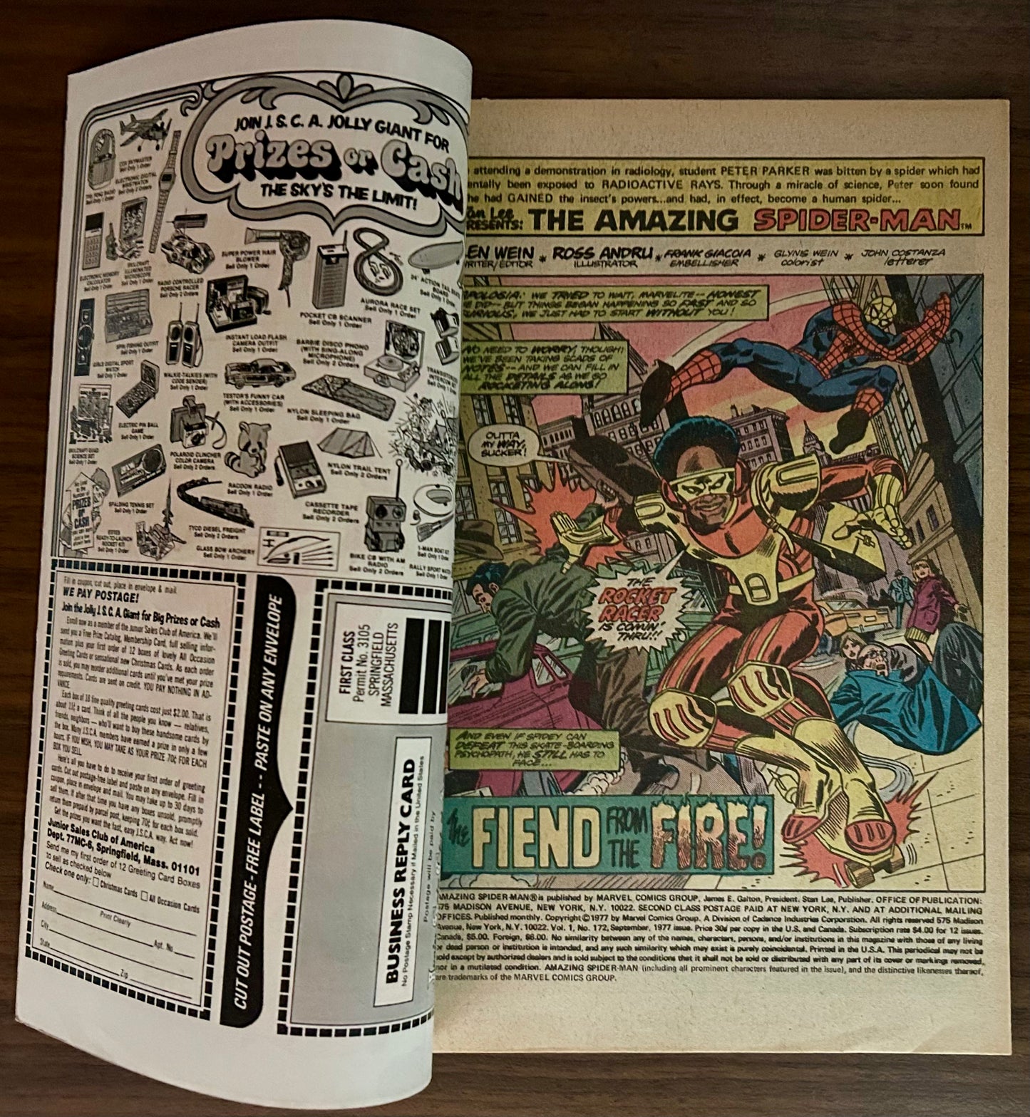 🔑 THE AMAZING SPIDER-MAN #172 [MARVEL COMICS] *ROCKET RACER DEBUT* 1977 VF-