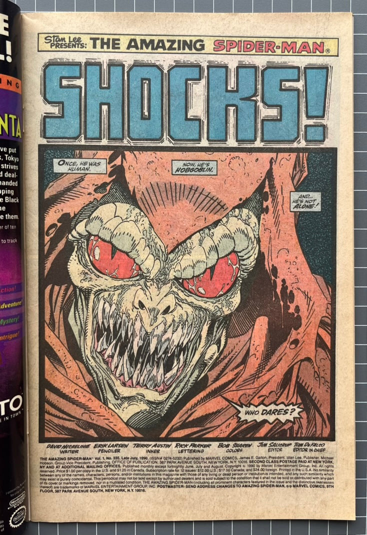 THE AMAZING SPIDER-MAN #335 [MARVEL COMICS] DIRECT 1990 VF-