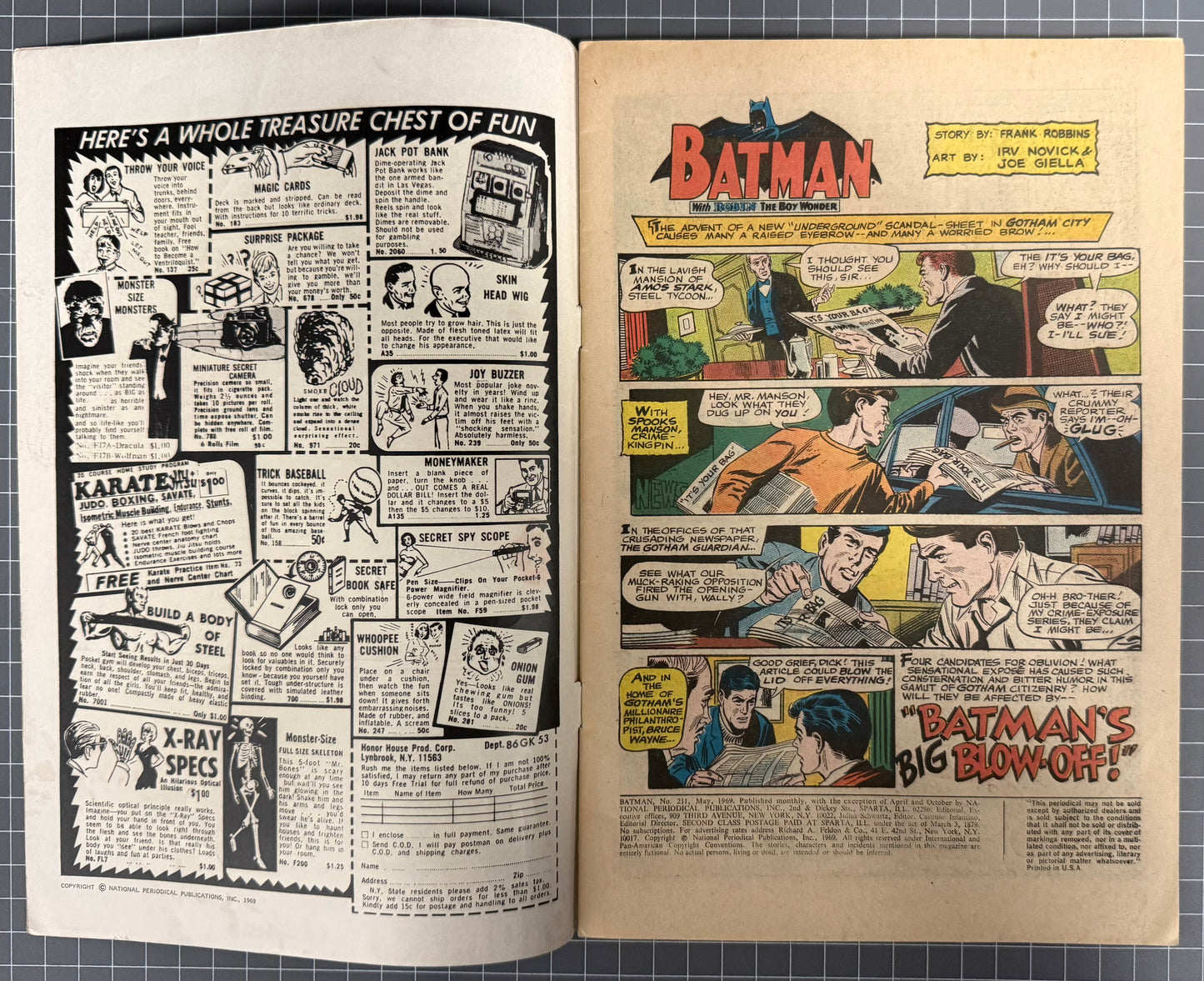 BATMAN #211 [DC COMICS] SILVER AGE 1969 VG/FN