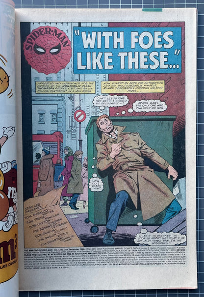 THE AMAZING SPIDER-MAN #283 [MARVEL COMICS] DIRECT 1986 VF