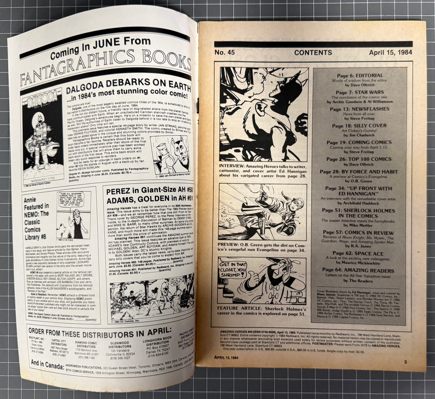 🔑 AMAZING HEROES #45 [FANTOGRAPHICS] *1ST ART TMNT* 1984 VG+