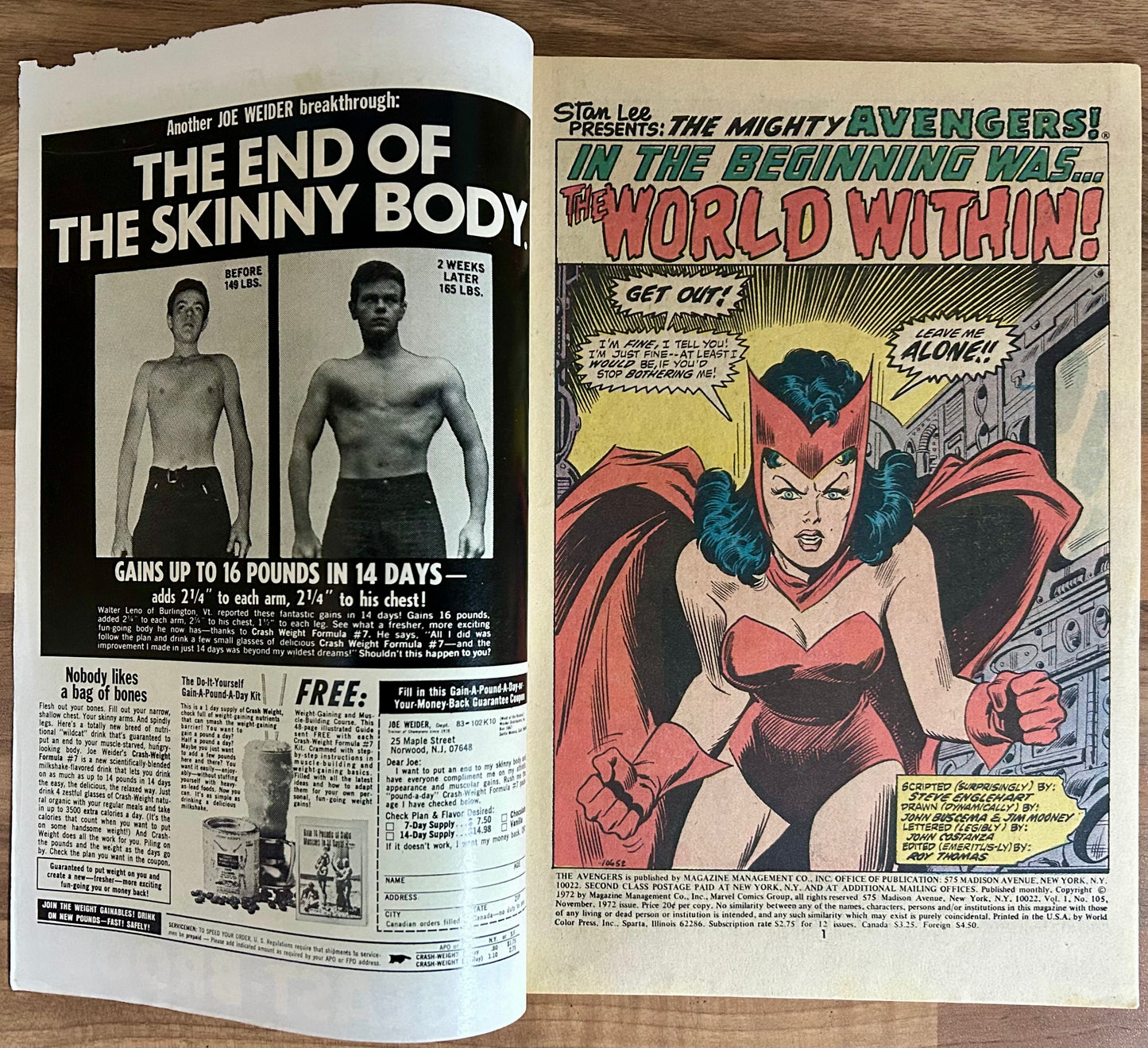 THE AVENGERS #105 [MARVEL COMICS] 1972 VG/FN