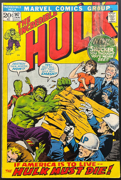 THE INCREDIBLE HULK #147 [MARVEL COMICS] DIRECT 1972 GD-