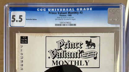 PRINCE VALIANT MONTHLY #3 [PIONEER] CGC 5.5 *FROM THE ESTATE OF LEE FALK* 1989