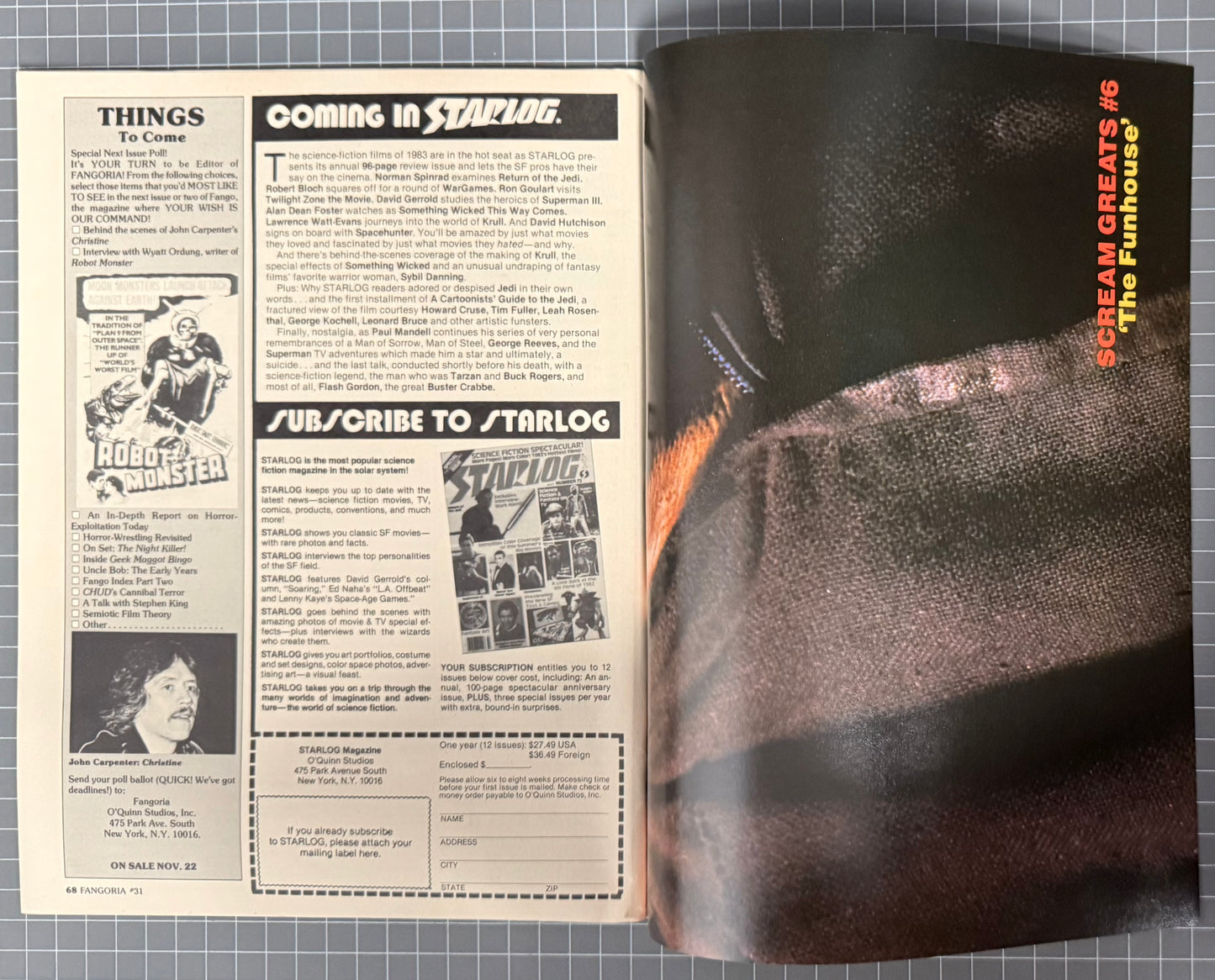 FANGORIA VOL. 1 #31 + POSTER [O'QUINN STUDIOS] HORROR MAGAZINE 1983 FN
