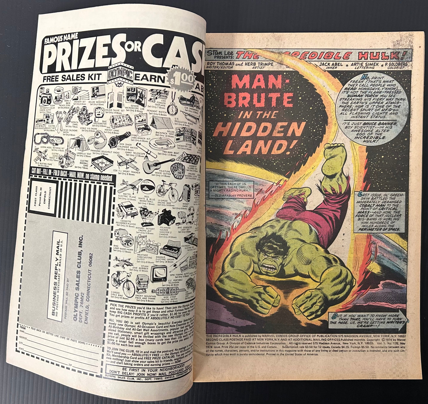 THE INCREDIBLE HULK #175 [MARVEL COMICS] DIRECT 1974 FN+