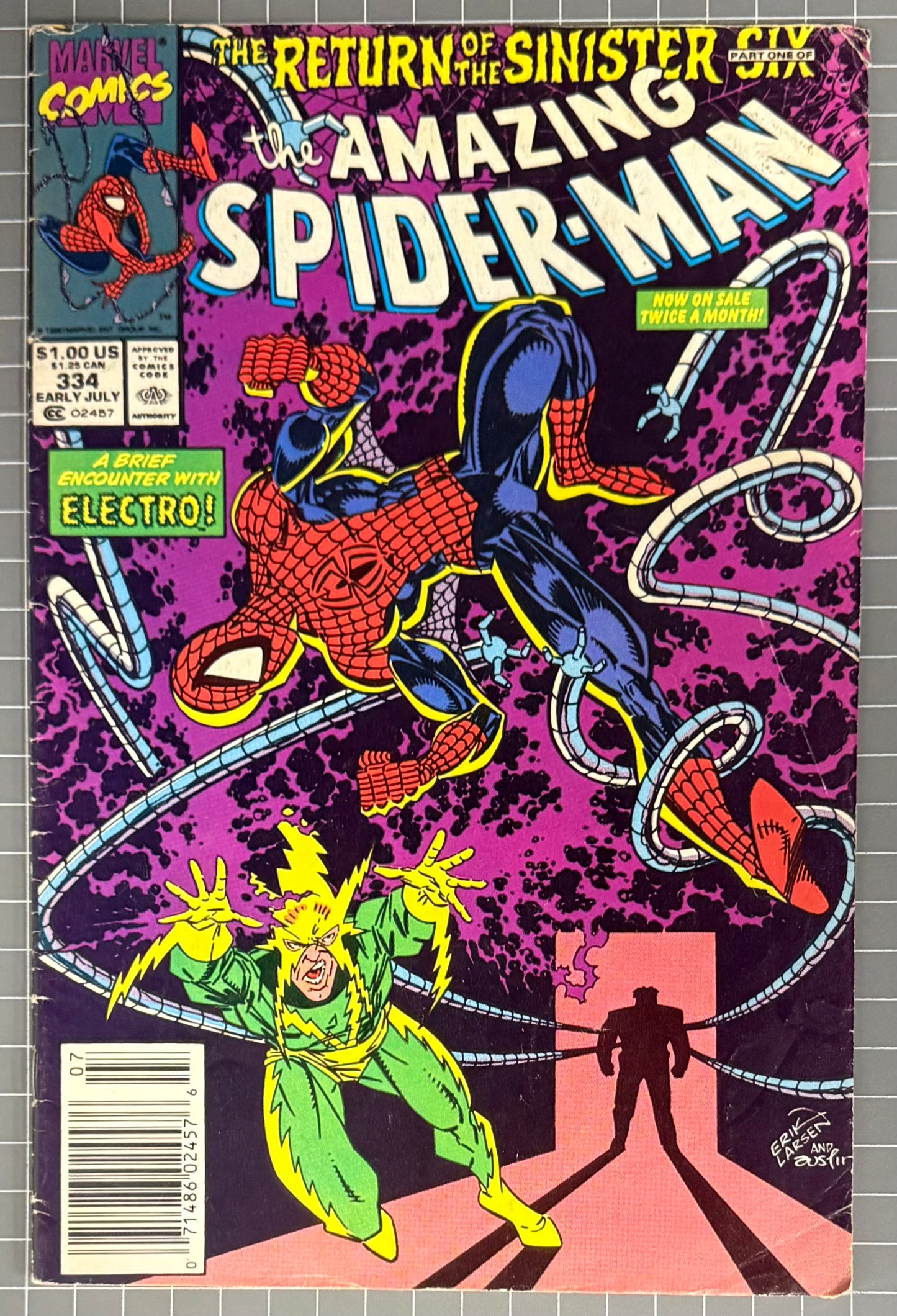 🔑 THE AMAZING SPIDER-MAN #334 [MARVEL COMICS] NEWSSTAND 1990 VG-
