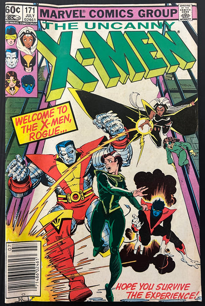 🔑 THE UNCANNY X-MEN #171 [MARVEL COMICS] *ROGUE JOINS X-MEN* 1983 VG