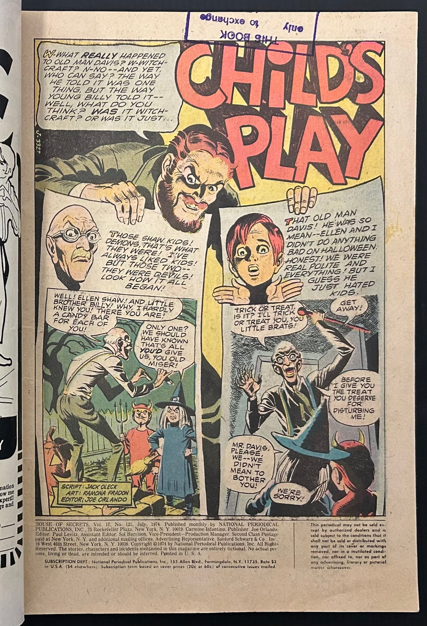 HOUSE OF SECRETS #121 [DC] COMIC 1974 VG+
