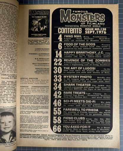 FAMOUS MONSTERS OF FILMLAND #128 [WARREN] HORROR MAGAZINE 1976 FN/VF