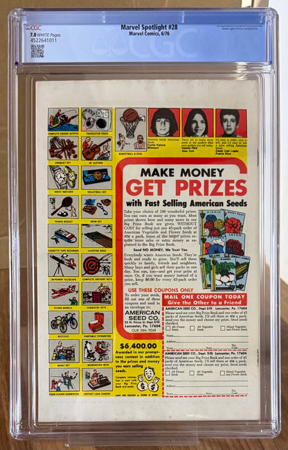 🔑 MARVEL SPOTLIGHT #28 CGC 7.0 [MARVEL] COMIC ***1ST SOLO MOON KNIGHT*** 1976