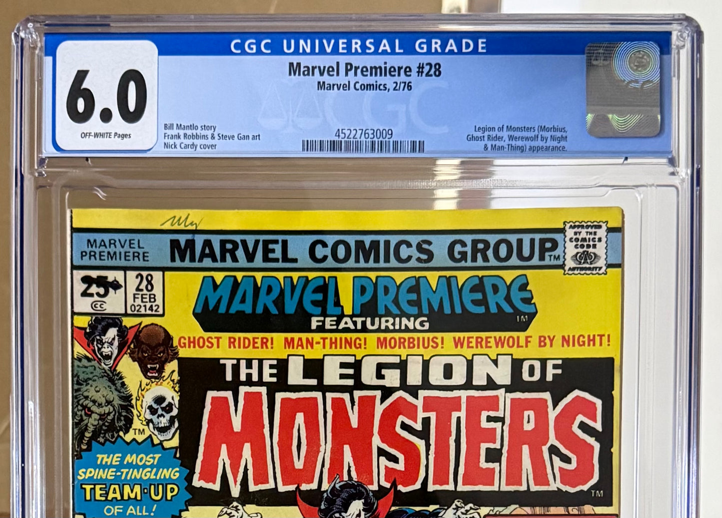 🔑 MARVEL PREMIERE #28 CGC 6.0 [MARVEL] COMIC *1ST TEAM APP. LEGION OF MONSTERS* 1976