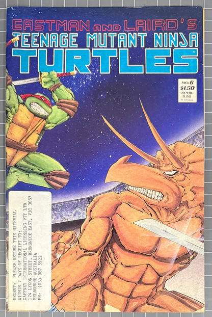 🔑 TEENAGE MUTANT NINJA TURTLES #6 (TMNT) [MIRAGE] 2ND PRINT COMIC 1987 GD/VG