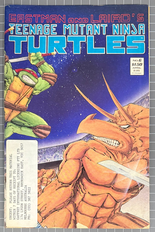 🔑 TEENAGE MUTANT NINJA TURTLES #6 (TMNT) [MIRAGE] 2ND PRINT COMIC 1987 GD/VG