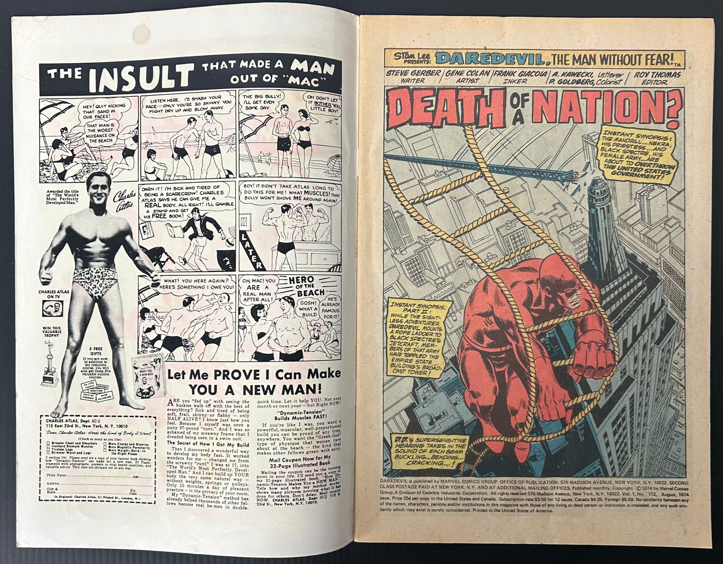 DAREDEVIL #112 [MARVEL COMICS] DIRECT 1974 FN-