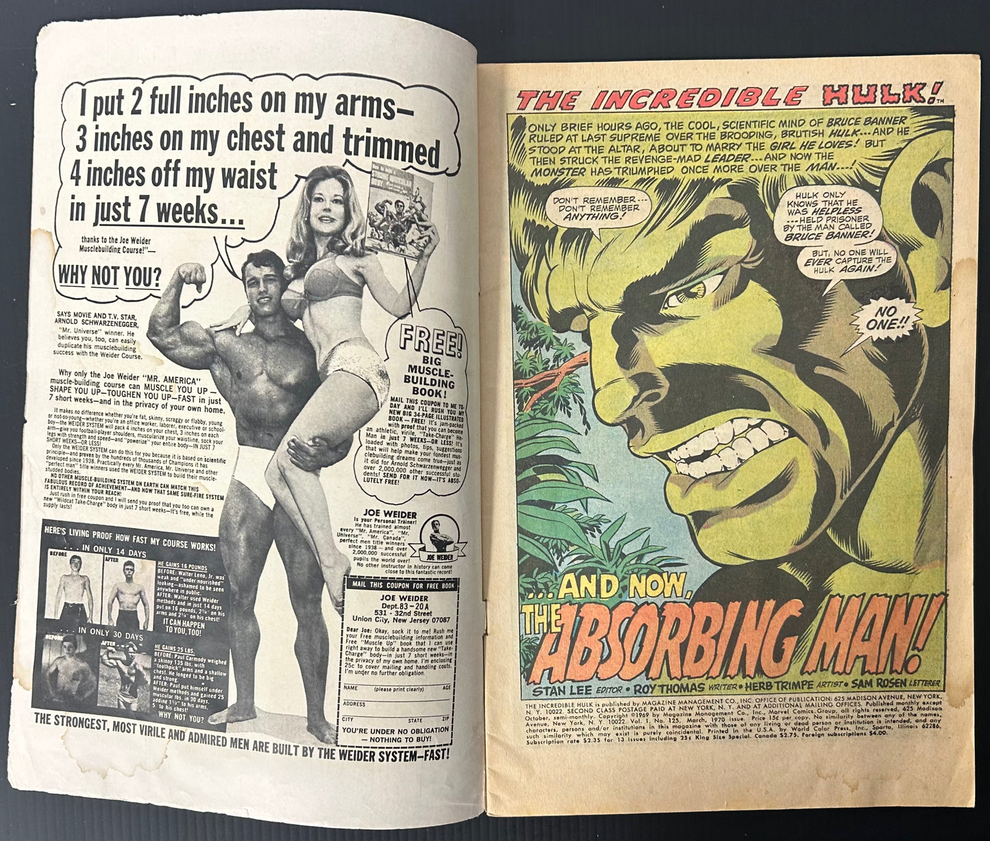 THE INCREDIBLE HULK #125 [MARVEL COMICS] DIRECT 1970 VG-