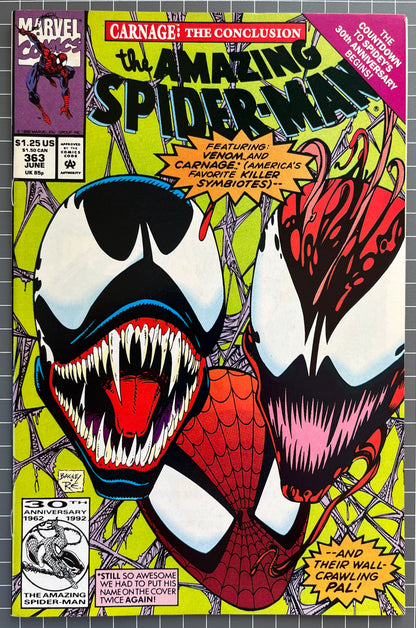 🔑 THE AMAZING SPIDER-MAN #363 [MARVEL COMICS] *3RD APP. CARNAGE* 1992 NM-