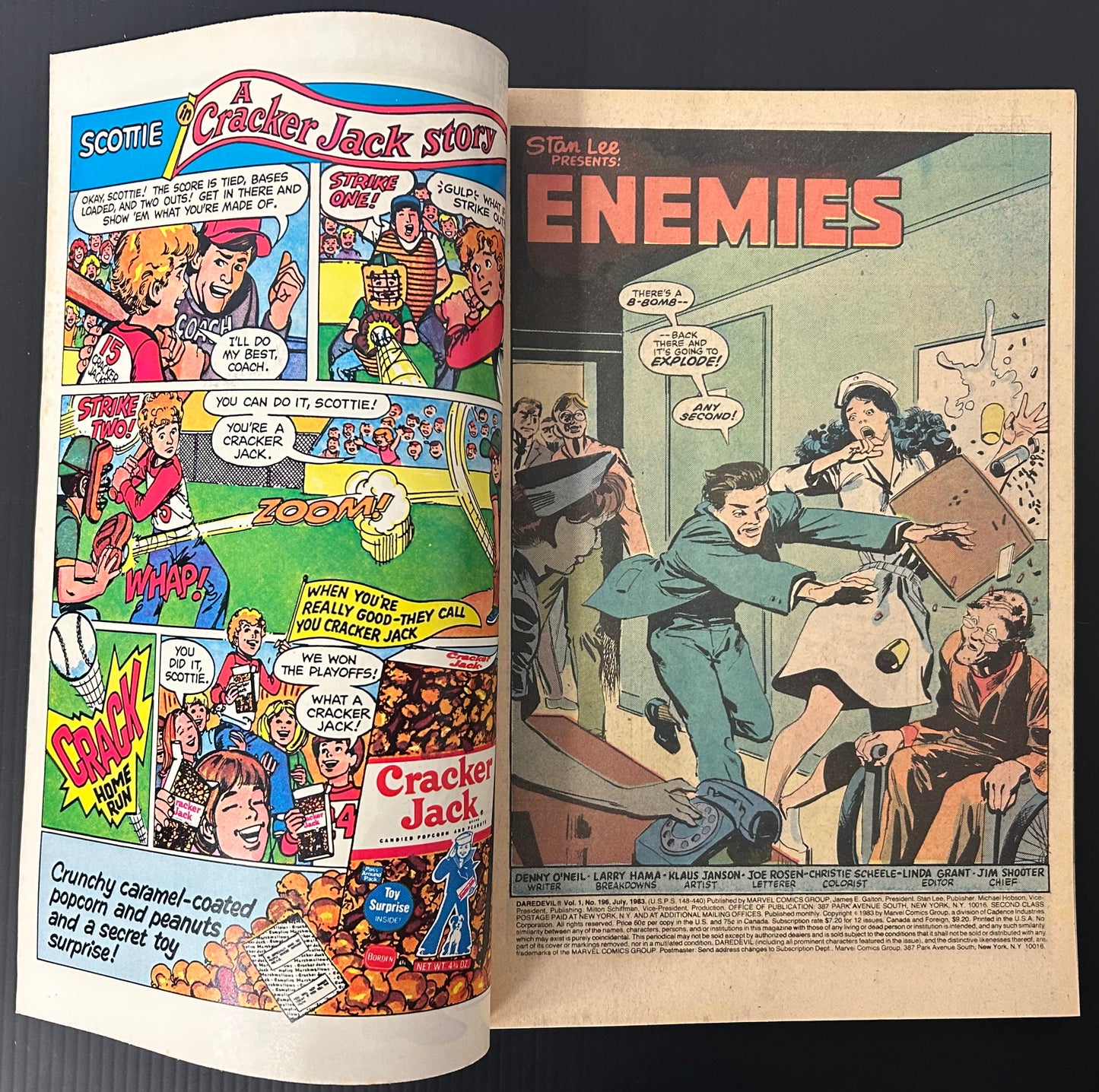🔑 DAREDEVIL #196 [MARVEL COMICS] NEWSSTAND *DAREDEVIL X WOLVERINE* 1983 FN/VF