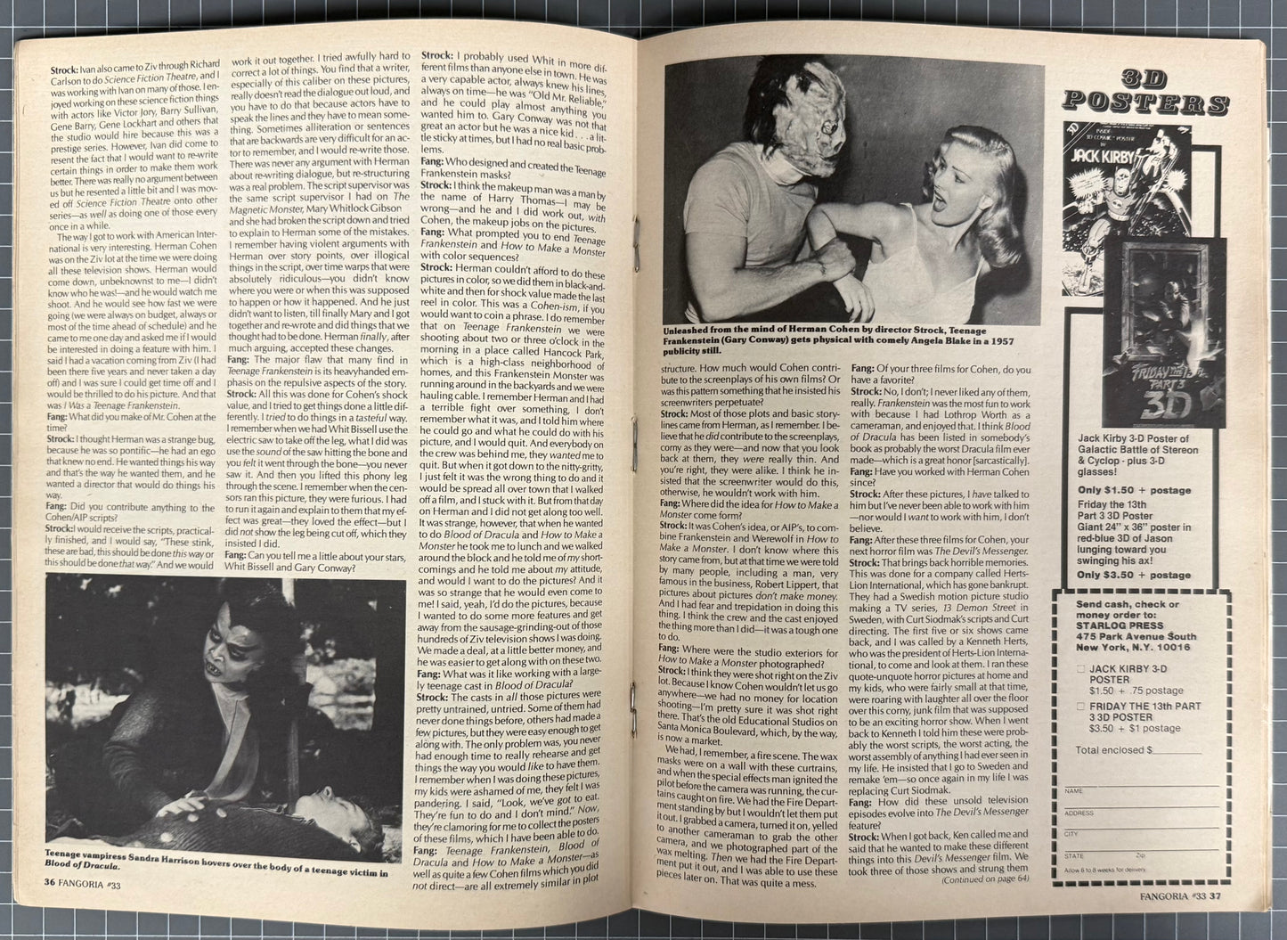 FANGORIA VOL. 1 #33 + POSTER [O'QUINN STUDIOS] HORROR MAGAZINE 1984