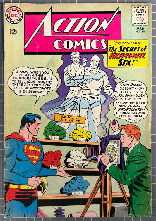 🔑 ACTION COMICS #310 [DC COMICS] *1ST APPEARANCE JEWEL KRYPTONITE* 1964 GD/VG