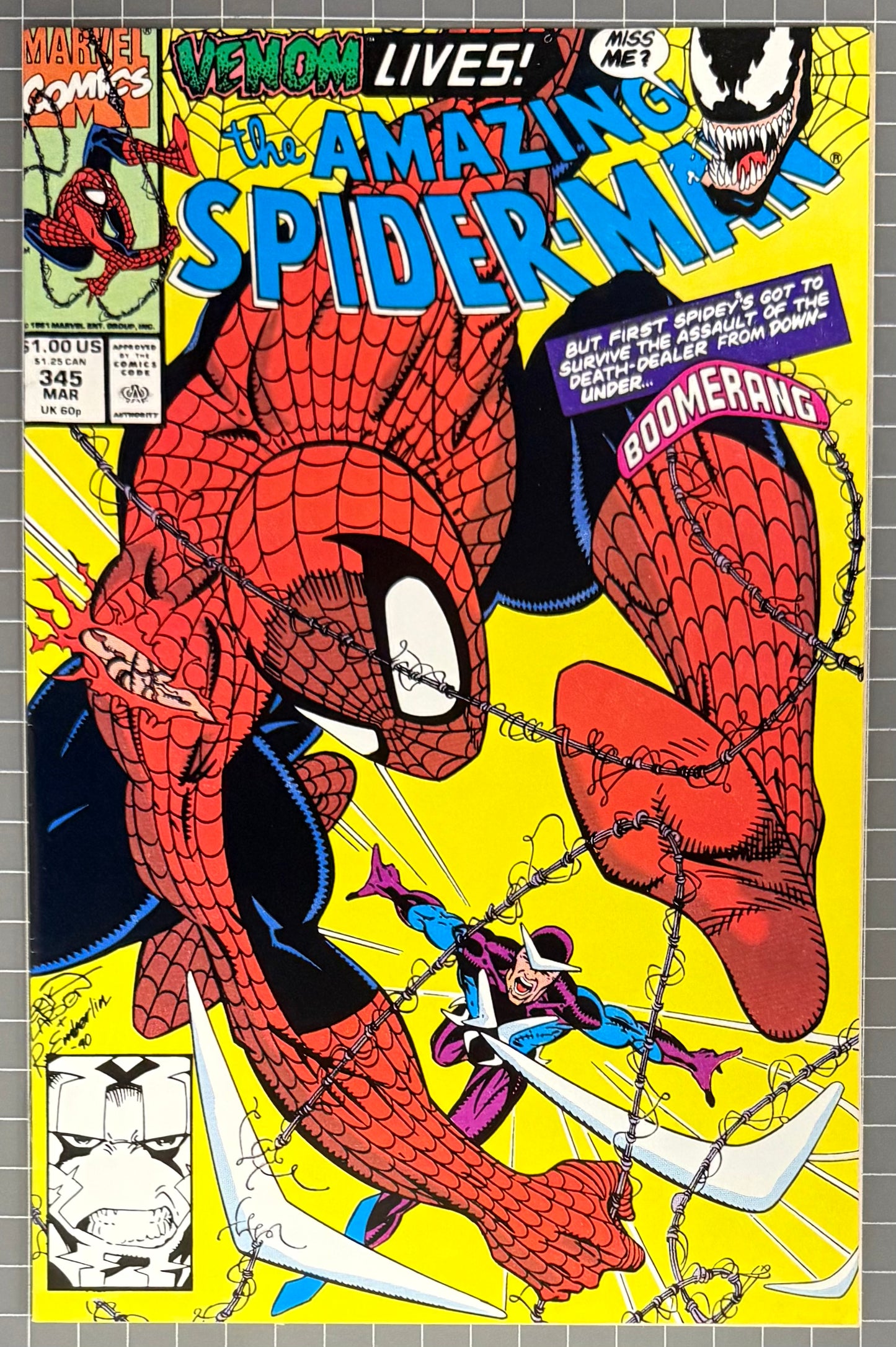 🔑 THE AMAZING SPIDER-MAN #345 [MARVEL COMICS] *CARNAGE DEBUT* 1991 NM-