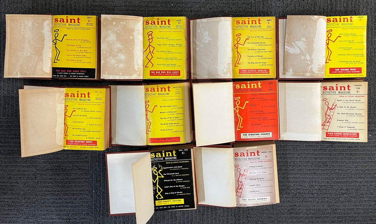 THE SAINT DETECTIVE MAGAZINE BOUND VOLUMES 1-10 [MAGAZINE ENTERPRISES] HARDCOVER 1954-1959 FAIR/GOOD