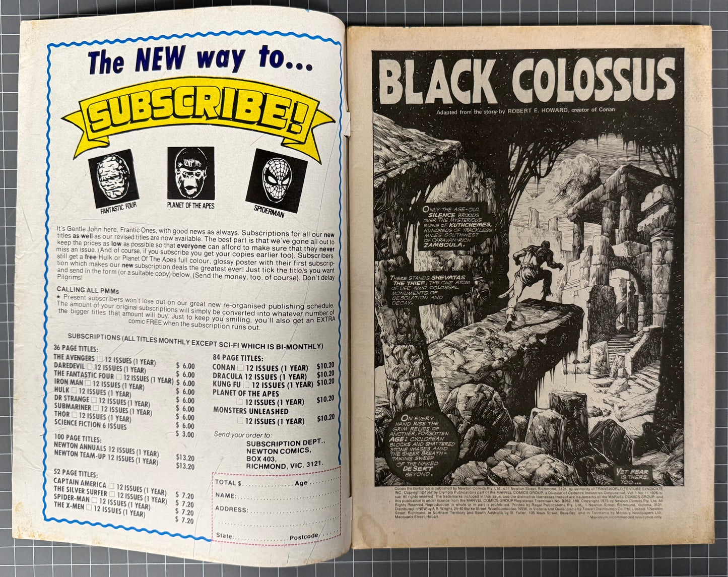 🔑 CONAN THE BARBARIAN #11 + POSTER [NEWTON COMICS] AUSTRALIAN *RED SONJA* 1975