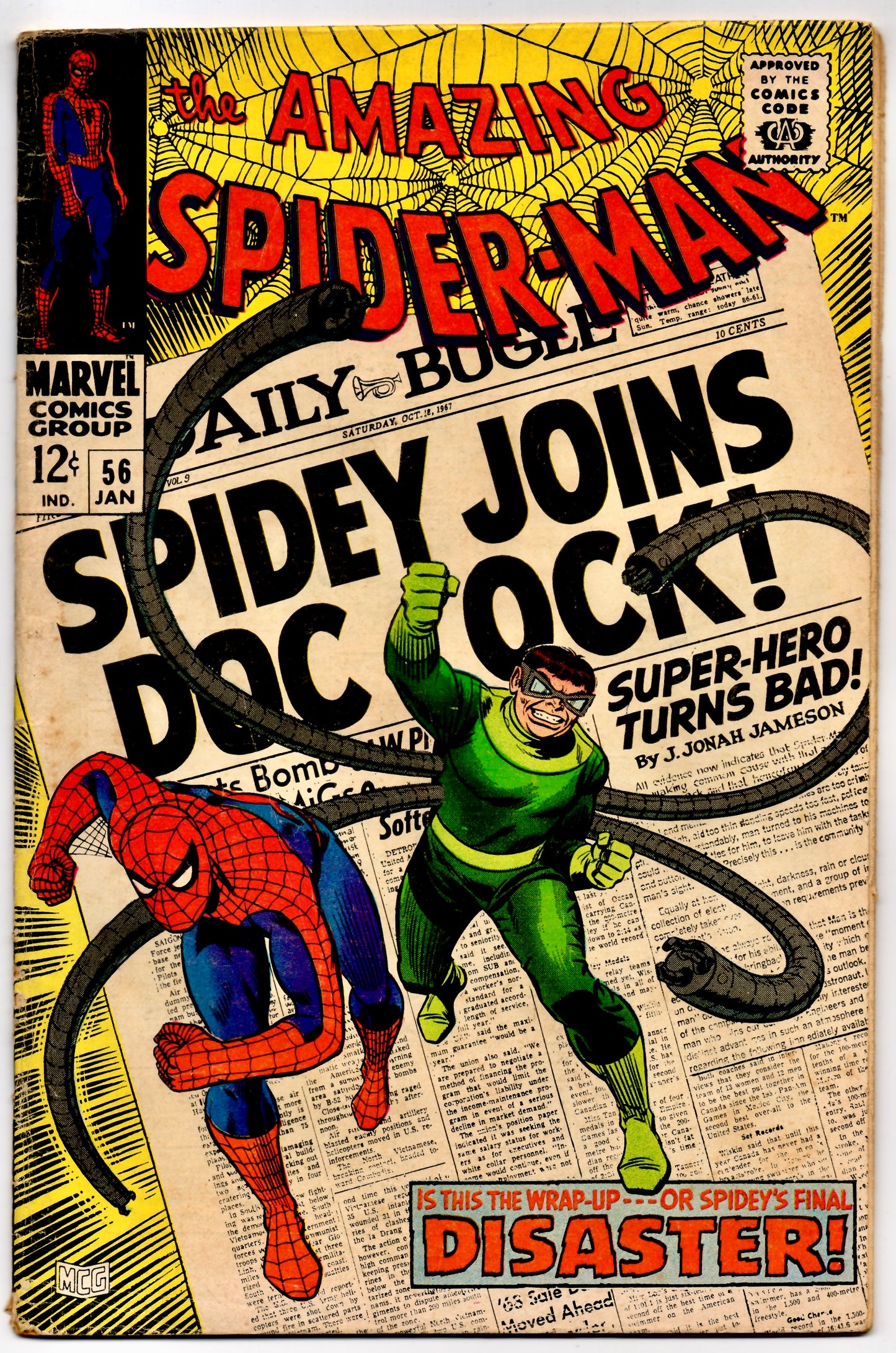 🔑 THE AMAZING SPIDER-MAN #56 (MARVEL) COMIC *1ST APP. GEORGE STACY* 1968 VG-
