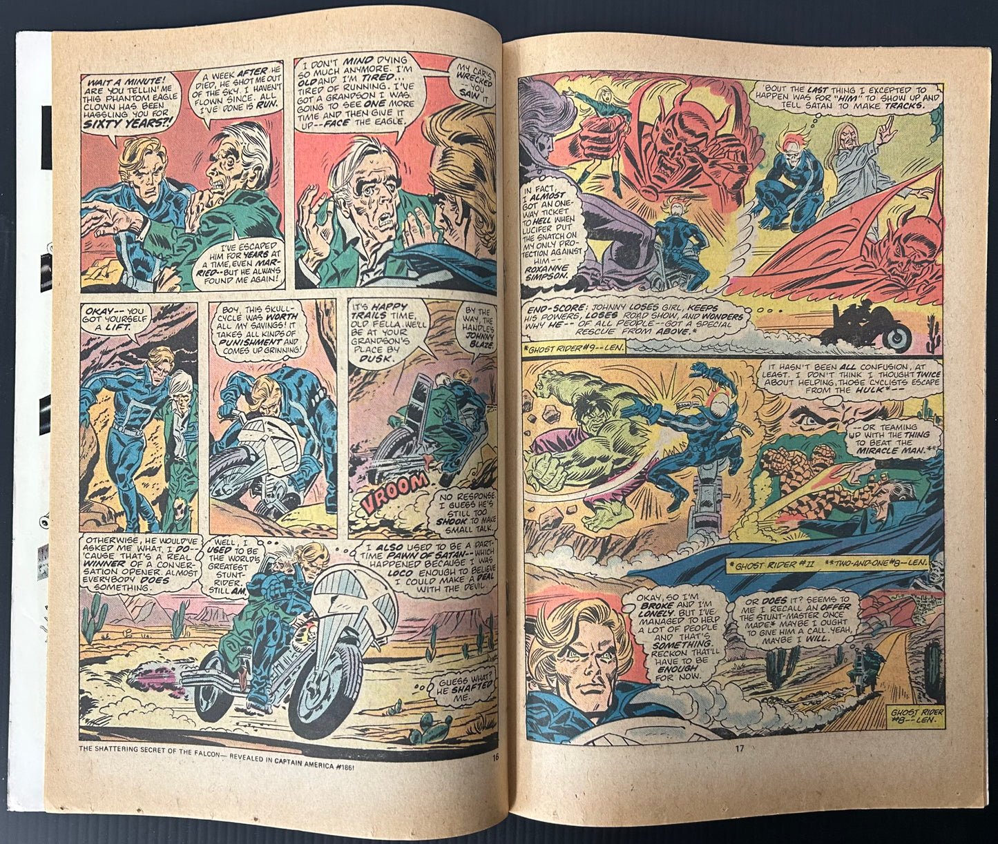🔑 GHOST RIDER #12 [MARVEL COMICS] DIRECT *PHANTOM EAGLE'S DEATH* 1975 VG/FN