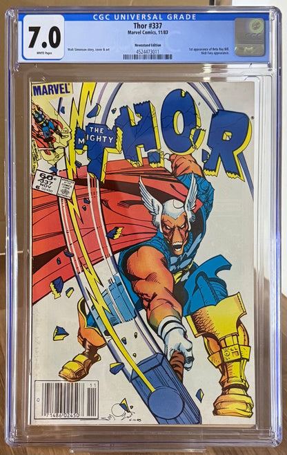 🔑 THOR #337 CGC 7.0 [MARVEL] *1ST APP. BETA RAY BILL* NEWSSTAND COMIC 1983