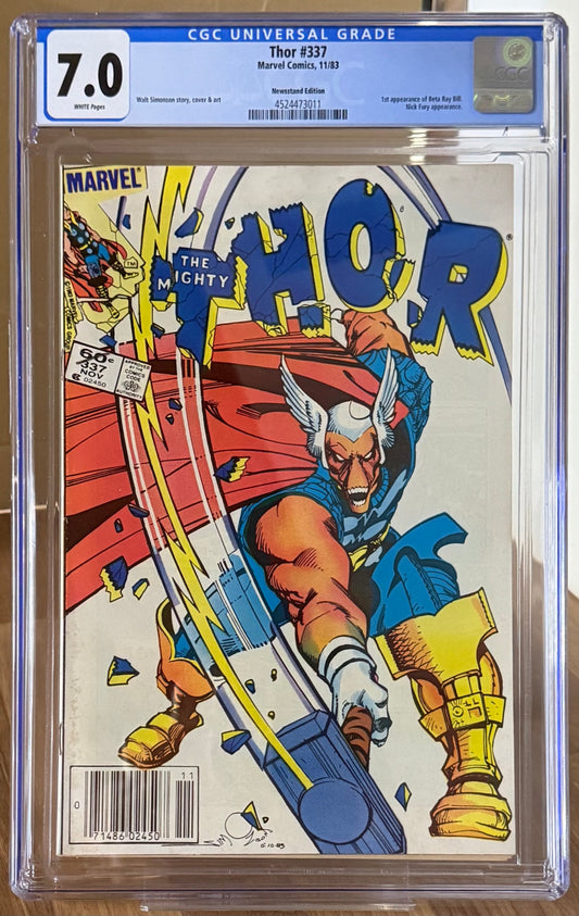 🔑 THOR #337 CGC 7.0 [MARVEL] *1ST APP. BETA RAY BILL* NEWSSTAND COMIC 1983