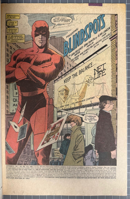 🔑 DAREDEVIL #256 [MARVEL COMICS] NEWSSTAND *3RD APP. TYPHOID MARY* 1988 FN-