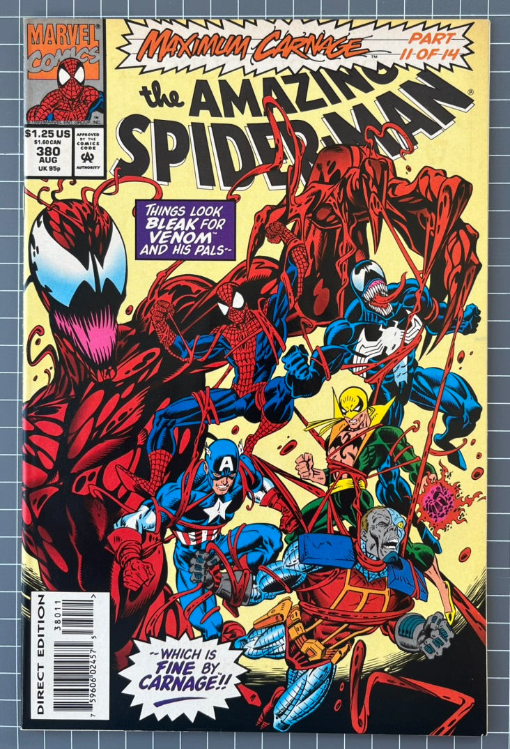 🔑 AMAZING SPIDER-MAN #380 [MARVEL COMICS] *MAXIMUM CARNAGE PART 11* 1993 VF+