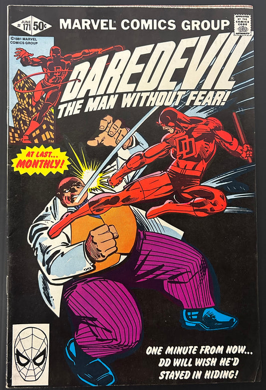 🔑 DAREDEVIL #171 [MARVEL COMICS] DIRECT *BATTLE KINGPIN VS DAREDEVIL* 1981 VF