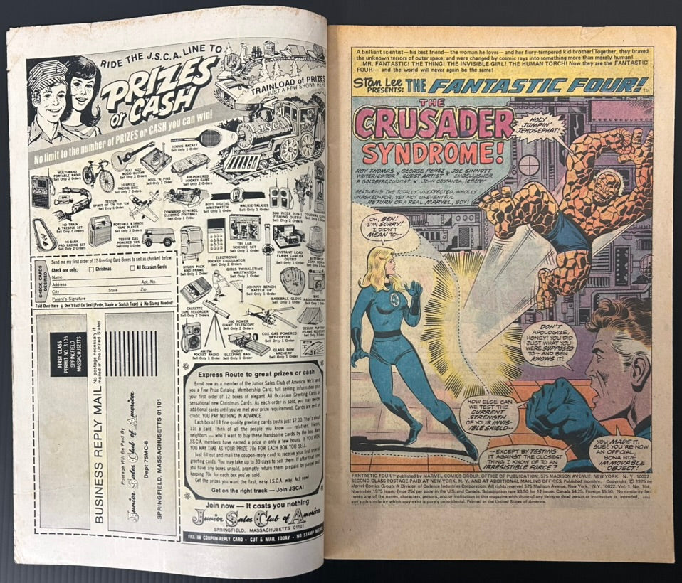 🔑 FANTASTIC FOUR #164 [MARVEL COMICS] *CRUSADER & FRANKIE RAYE DEBUT* 1975 GD/VG