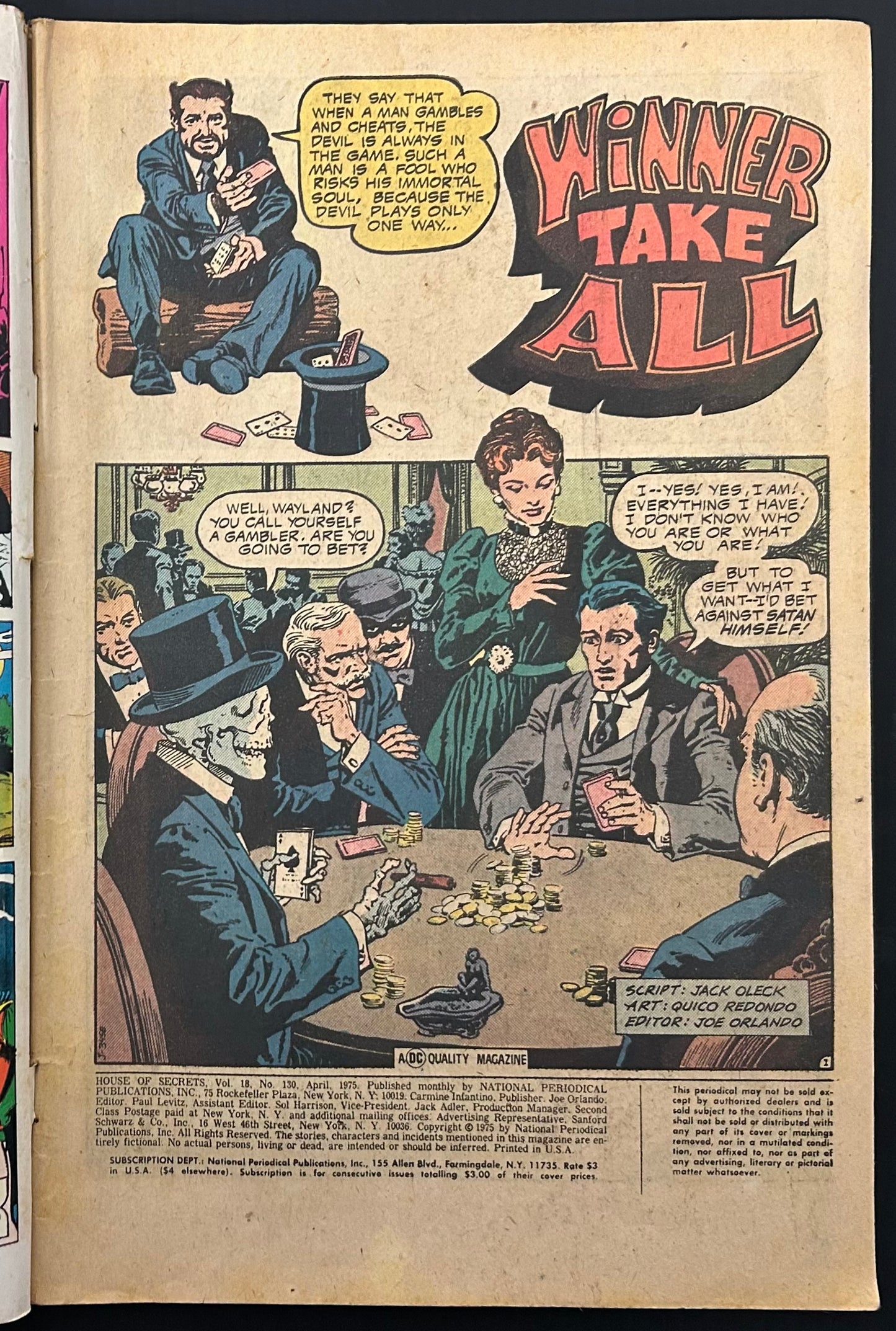 HOUSE OF SECRETS #130 [DC] COMIC 1975 GD