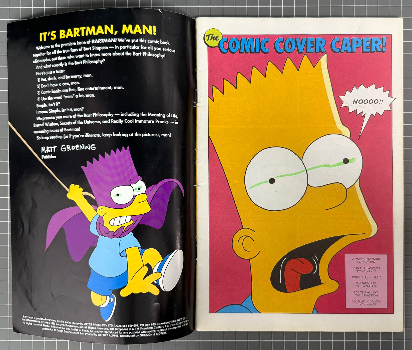 BARTMAN #1 [OTTO PRESS] AUSTRALIAN PRICE VARIANT (APV) COMIC 1999 FN-